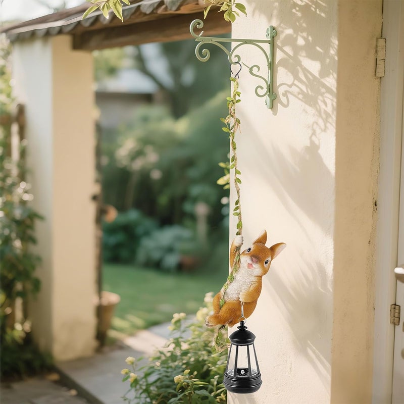 ZaaYee Solar Hanging Bunny Rabbit Statue, Outdoor Resin Animal Figurine with LED Lights for Garden, Fence, Porch, Patio, Yard Decor, Dusk to Dawn Auto On/Off - Image 5